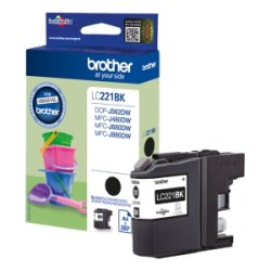BROTHER CARTUCCIA D\'INCHIOSTRO NERO LC221BK LC-221 260 COPIE 7,1ML ORIGINALE