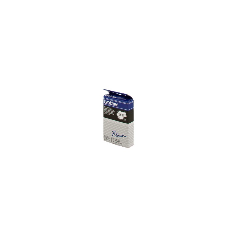 BROTHER NASTRO NERO SU BIANCO TC-201 12 MM X 7,7 M, LAMINATO ORIGINALE BROTHER NASTRO NERO SU BIANCO TC-201 12 MM X 7,7 M, LAMINATO ORIGINALE