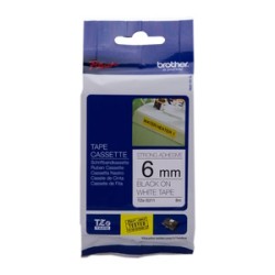 BROTHER NASTRO NERO SU BIANCO TZE-S211 TZ-S211 6 MM X 8 M, LAMINATO, ADESIVO EXTRA FORTE ORIGINALE