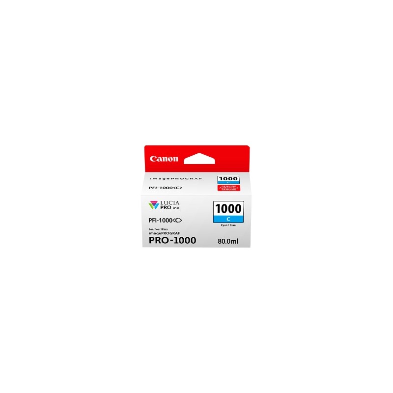 CANON CARTUCCIA D\'INCHIOSTRO CIANO PFI-1000C 0547C001 5025 COPIE 80ML ORIGINALE CANON CARTUCCIA D\'INCHIOSTRO CIANO PFI-1000C 0547C001 5025 COPIE 80ML ORIGINALE