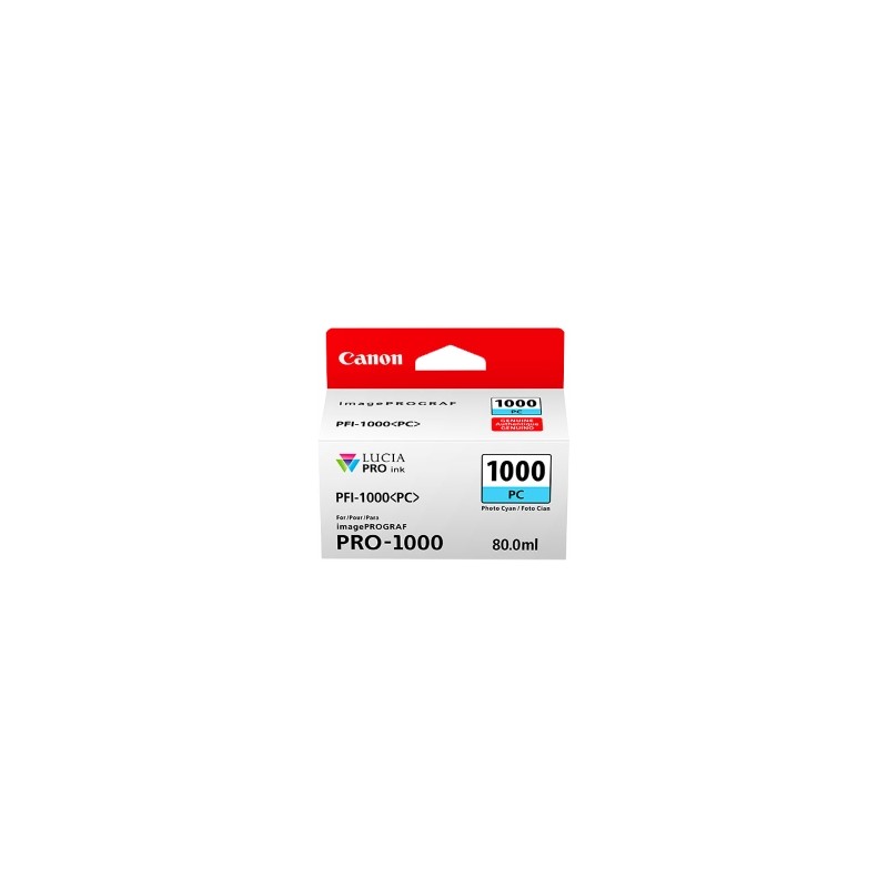 CANON CARTUCCIA D\'INCHIOSTRO CYANFOTO PFI-1000PC 0550C001 5140 COPIE 80ML ORIGINALE CANON CARTUCCIA D\'INCHIOSTRO CYANFOTO PFI-1000PC 0550C001 5140 COPIE 80ML ORIGINALE