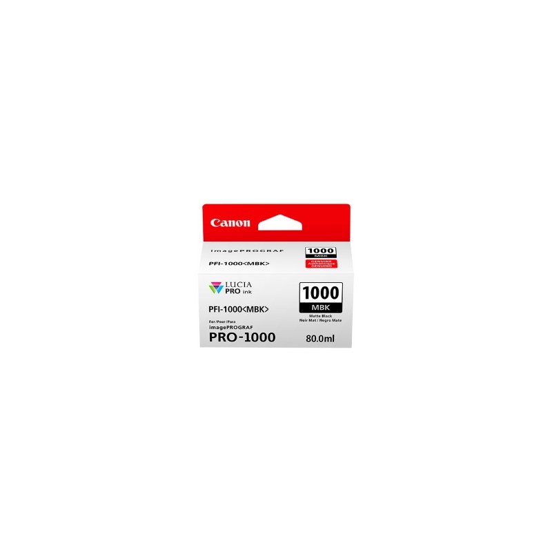 CANON CARTUCCIA D\'INCHIOSTRO NERO (OPACO) PFI-1000MBK 0545C001 5490 COPIE 80ML ORIGINALE CANON CARTUCCIA D\'INCHIOSTRO NERO (OPACO) PFI-1000MBK 0545C001 5490 COPIE 80ML ORIGINALE