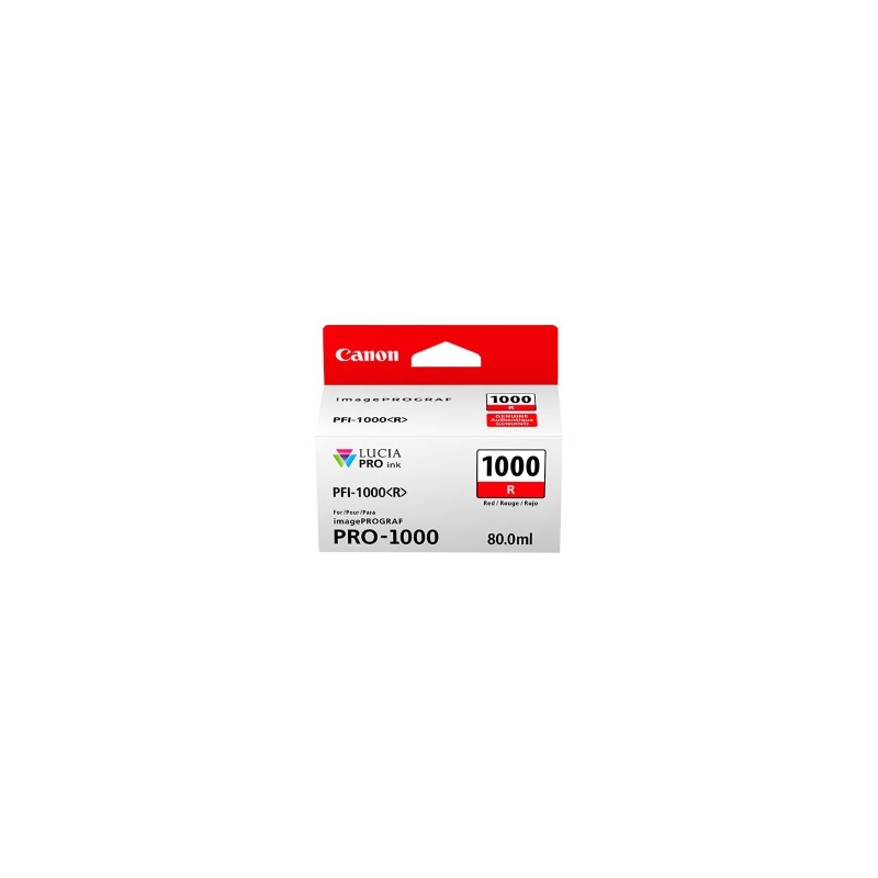 CANON CARTUCCIA D\'INCHIOSTRO ROSSO PFI-1000R 0554C001 5355 COPIE 80ML ORIGINALE CANON CARTUCCIA D\'INCHIOSTRO ROSSO PFI-1000R 0554C001 5355 COPIE 80ML ORIGINALE