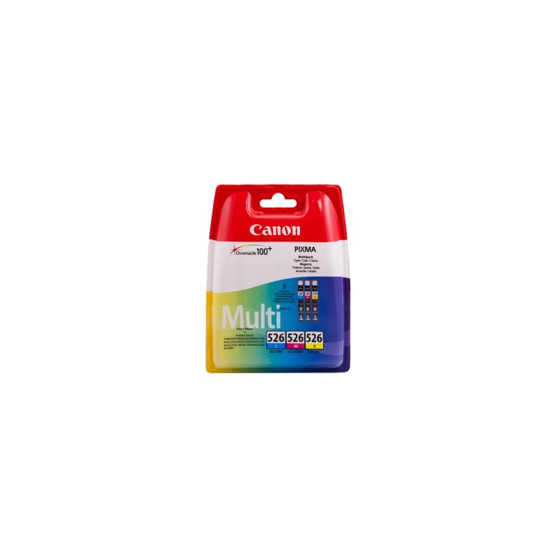 CANON MULTIPACK CIANO / MAGENTA / GIALLO CLI-526 4541B009 CLI-526C + CLI-526M + CLI-526Y ORIGINALE CANON MULTIPACK CIANO / MAGENTA / GIALLO CLI-526 4541B009 CLI-526C + CLI-526M + CLI-526Y ORIGINALE