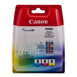 CANON MULTIPACK CIANO / MAGENTA / GIALLO CLI-8 0621B029 CLI-8C + CLI-8M + CLI-8Y A 13,0ML ORIGINALE