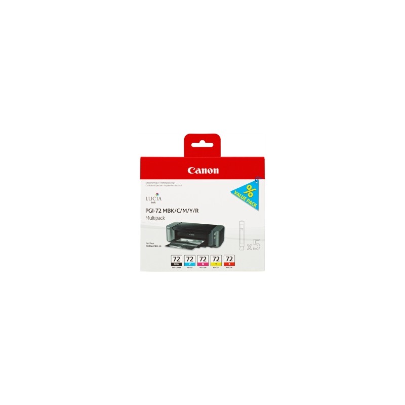 CANON MULTIPACK NERO / CIANO / MAGENTA / GIALLO / ROSSO PGI-72 6402B009 5 CARTUCCE PGI-72: ORIGINALE CANON MULTIPACK NERO / CIANO / MAGENTA / GIALLO / ROSSO PGI-72 6402B009 5 CARTUCCE PGI-72: ORIGINALE