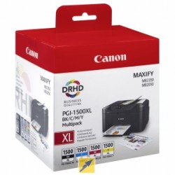 CANON MULTIPACK NERO / CIANO / MAGENTA / GIALLO PGI-1500 XL 9182B004 4 CARTUCCE D\'INCHIOST ORIGINALE