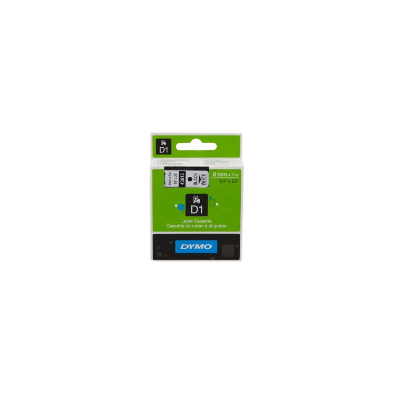 DYMO NASTRO NERO SU BIANCO S0720780 43613 6MM X 7M, NASTRO STANDARD D1 ORIGINALE DYMO NASTRO NERO SU BIANCO S0720780 43613 6MM X 7M, NASTRO STANDARD D1 ORIGINALE