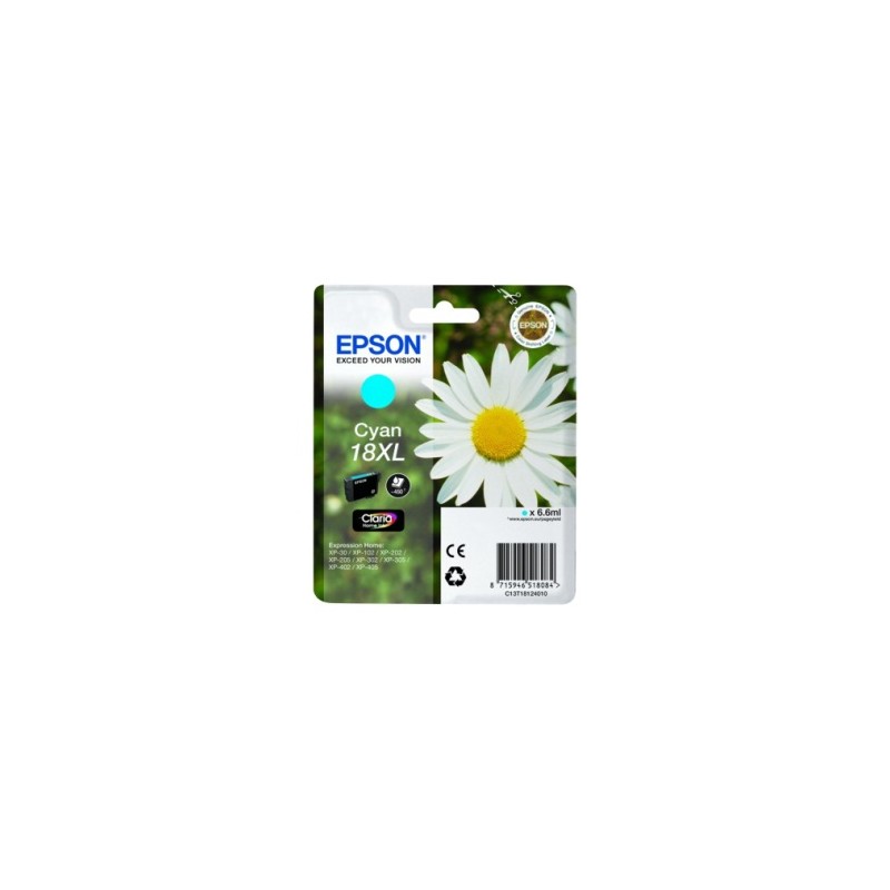 EPSON CARTUCCIA D\'INCHIOSTRO CIANO C13T18124012 T1812 450 COPIE 6,6ML CARTUCCIE D´INCHIOS ORIGINALE EPSON CARTUCCIA D\'INCHIOSTRO CIANO C13T18124012 T1812 450 COPIE 6,6ML CARTUCCIE D´INCHIOS ORIGINALE