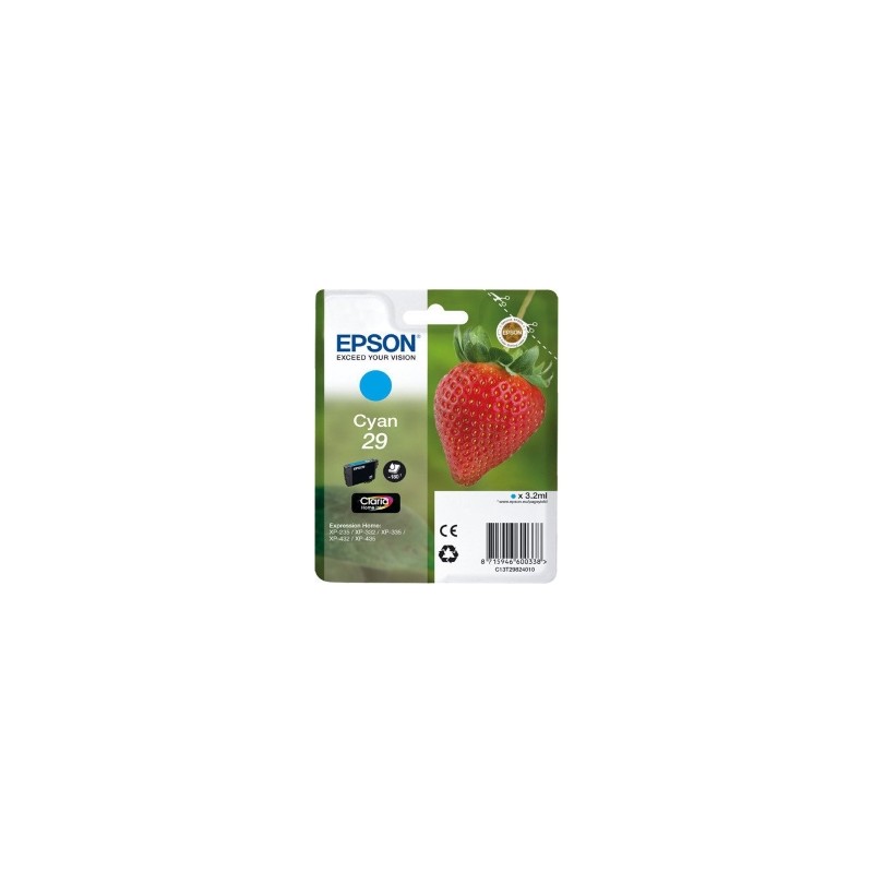 EPSON CARTUCCIA D\'INCHIOSTRO CIANO C13T29824012 T2982 180 COPIE 3,2ML C13T29824010 ORIGINALE EPSON CARTUCCIA D\'INCHIOSTRO CIANO C13T29824012 T2982 180 COPIE 3,2ML C13T29824010 ORIGINALE