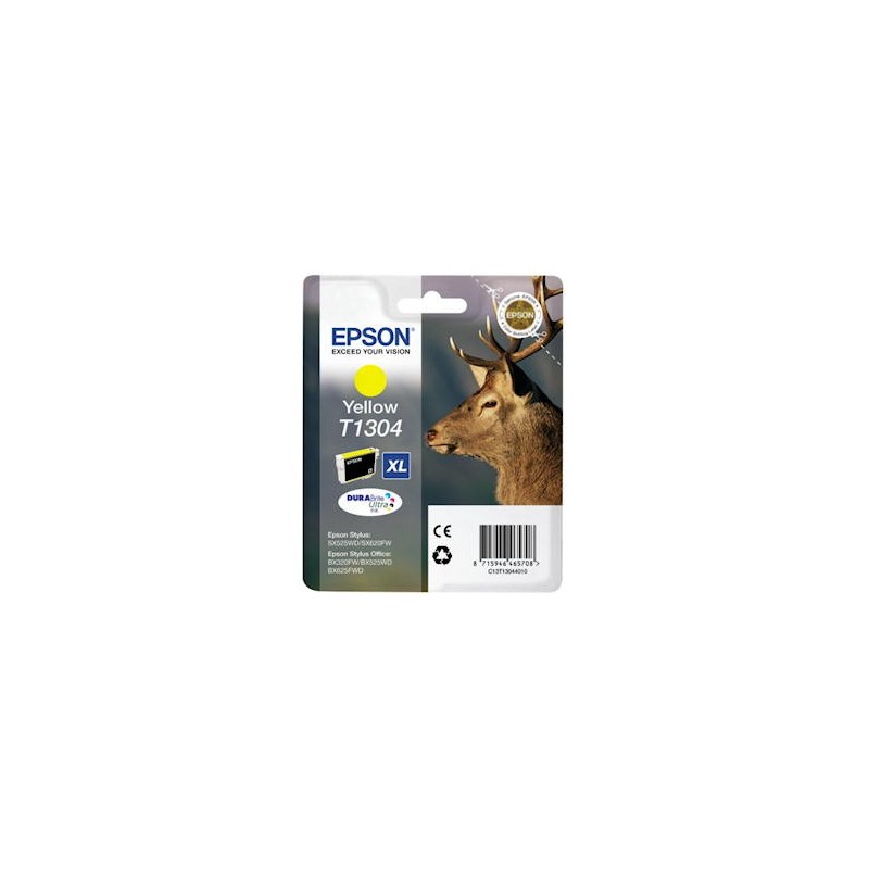 EPSON CARTUCCIA D\'INCHIOSTRO GIALLO C13T13044012 T1304 755 COPIE 10,1ML ORIGINALE