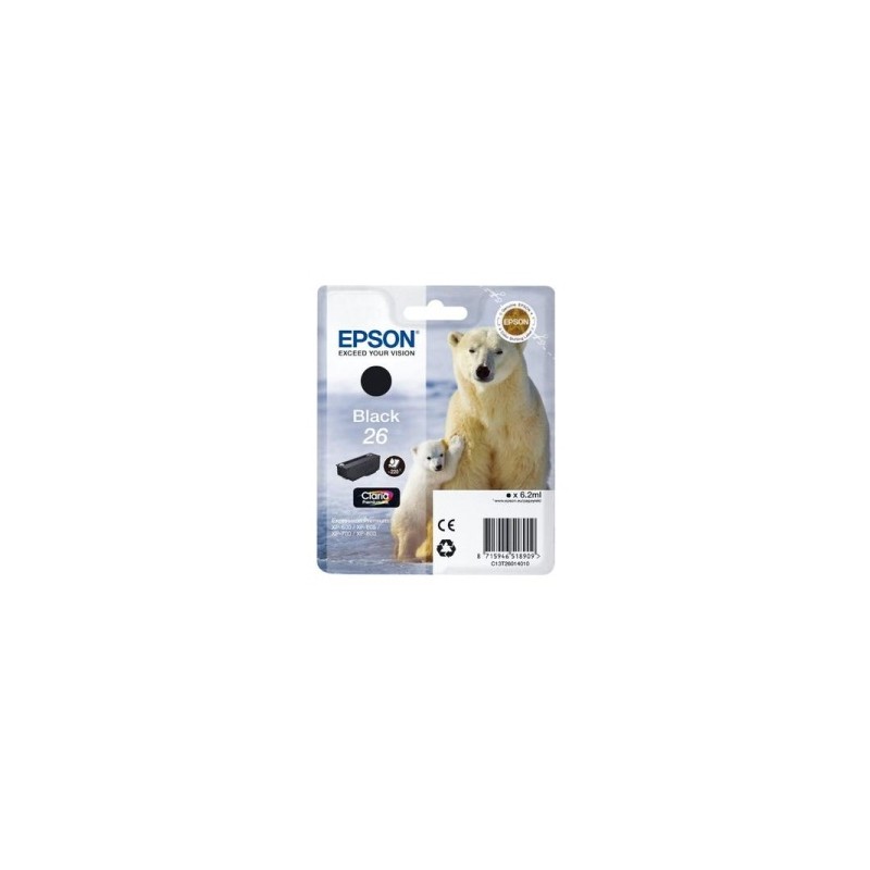 EPSON CARTUCCIA D\'INCHIOSTRO NERO C13T26014012 T2601 220 COPIE 6,2ML STANDARD ORIGINALE