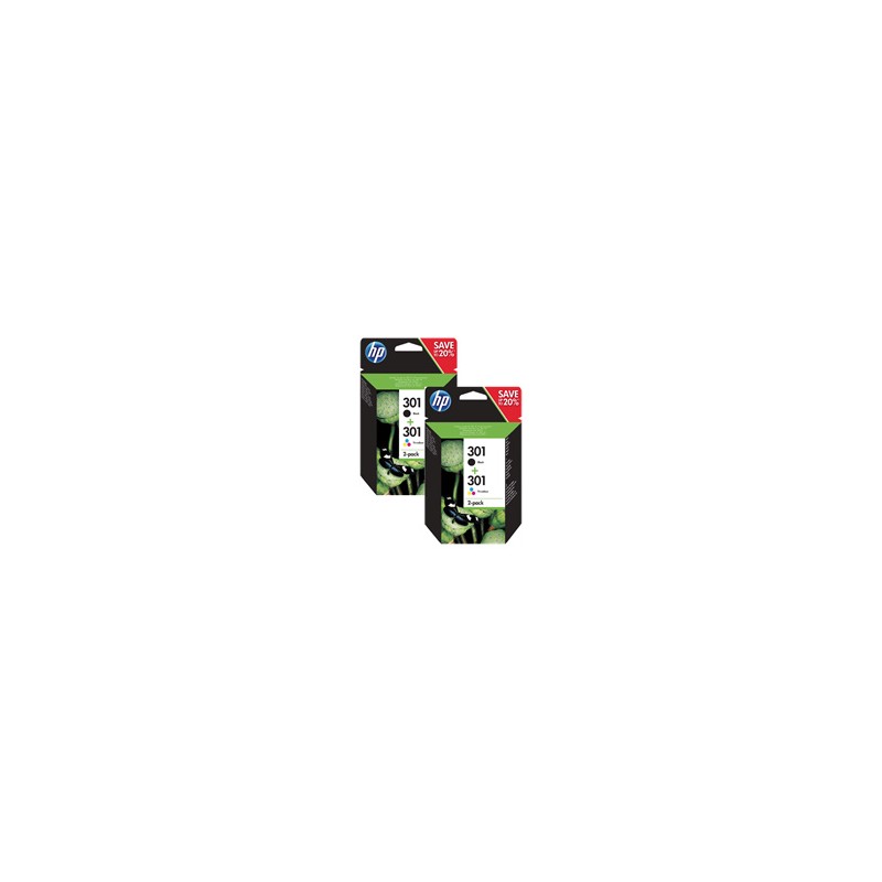 HP MULTIPACK NERO / DIFFERENTI COLORI 2X N9J72AE 301 PROMO-PACK ORIGINALE HP MULTIPACK NERO / DIFFERENTI COLORI 2X N9J72AE 301 PROMO-PACK ORIGINALE