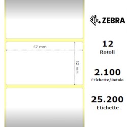 ZEBRA ETICHETTE 800262-125 12PCK Z-SELECT 12 ROTOLI, TERMO, 2000D, 57X32 MM, 2100 ET./ROTO ORIGINALE