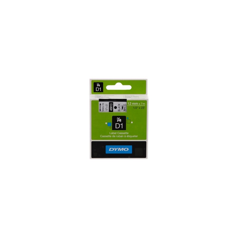 DYMO NASTRO NERO SU BIANCO S0720530 45013 12MM X 7M, STANDARD-D1-RUOLO ORIGINALE DYMO NASTRO NERO SU BIANCO S0720530 45013 12MM X 7M, STANDARD-D1-RUOLO ORIGINALE