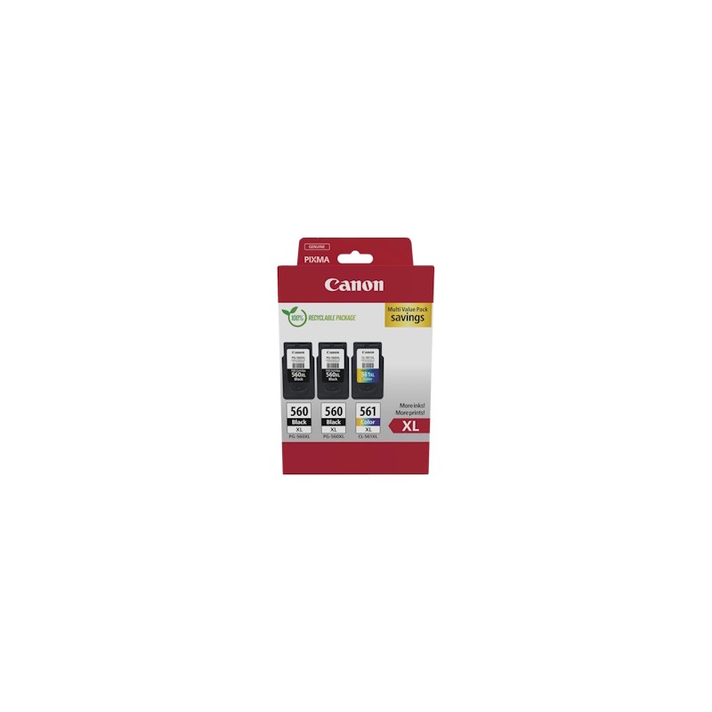 CANON MULTIPACK NERO / DIFFERENTI COLORI PG-560XL+CL-561XL 3712C009 700 COPIE ORIGINALE