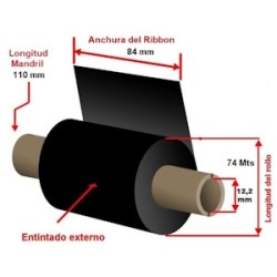 Zebra Nastro A Trasferimento Termico Nero 02300Gs08407 2300 Wax 12 Rotoli, Cera, 84 Mm X 7 Originale