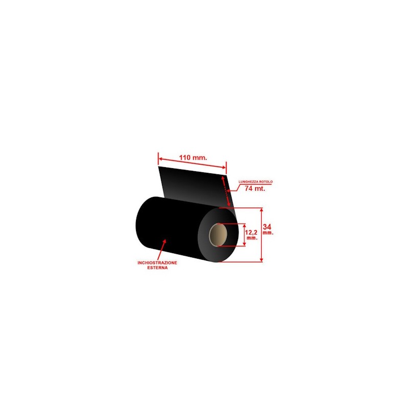 Zebra Nastro A Trasferimento Termico Nero 03200Gs11007 3200 Wax-Resin 12 Rotoli, Cera-Resi Originale