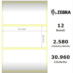 Zebra Etichette 880199-025D 12Pck Z -Select 12 Rotoli, Thermo, 2000D, 51X25 Mm, 2580 Et./R Originale