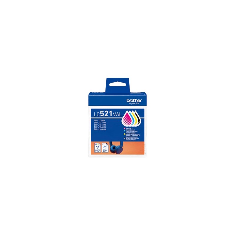 Brother Multipack Nero / Ciano / Magenta / Giallo Lc521Val Lc521Val 2000 Copie Originale Brother Multipack Nero / Ciano / Magenta / Giallo Lc521Val Lc521Val 2000 Copie Originale